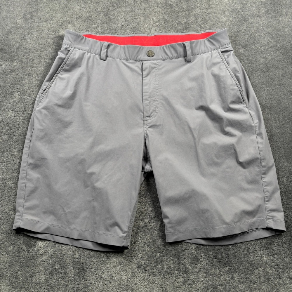 Redvanly Shorts Mens Large Gray Hanover Pull On Performance Golf Chino 9" Inseam